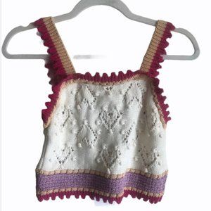 ZARA CROCHET HEARTS KNIT PINK AND PURPLE CROP TANK TOP
